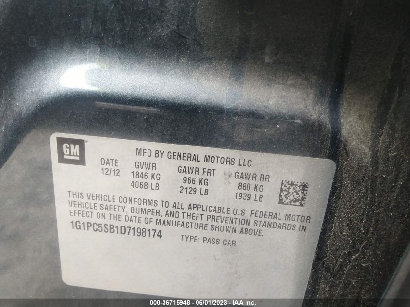2013 CHEVROLET CRUZE 1LT - 1G1PC5SB1D7198174