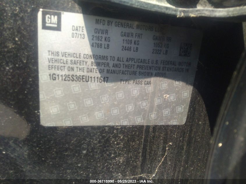 2014 CHEVROLET IMPALA LT - 1G1125S36EU111647