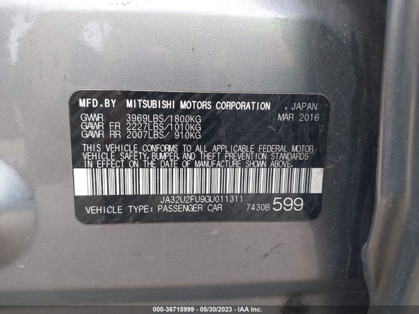 2016 MITSUBISHI LANCER ES - JA32U2FU9GU011311