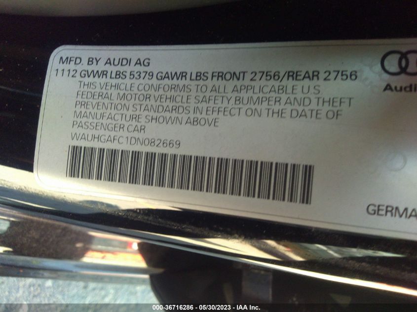 2013 AUDI A6 3.0T PRESTIGE - WAUHGAFC1DN082669