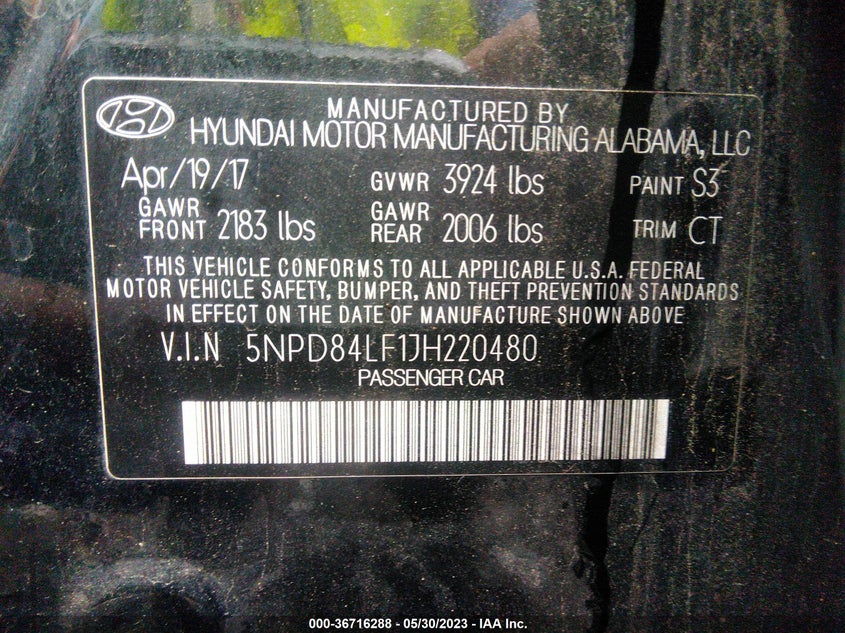 VIN 5NPD84LF1JH220480 2018 HYUNDAI ELANTRA SEL