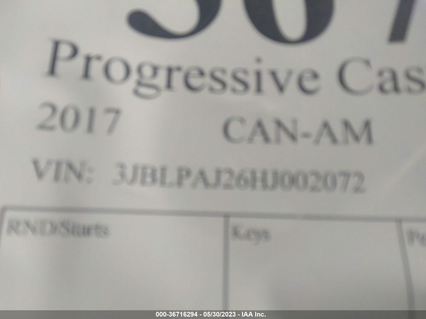 2017 CAN-AM OUTLANDER MAX 650 XT 3JBLPAJ26HJ002072