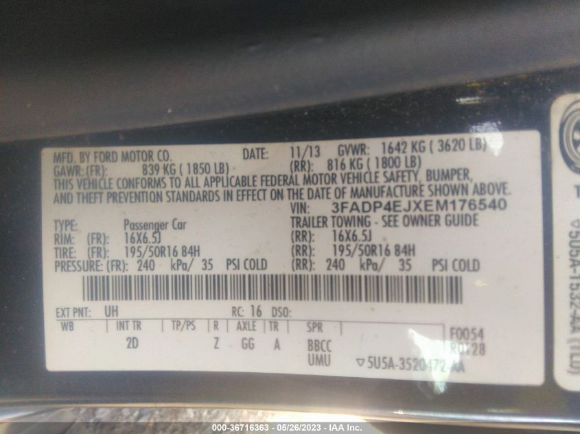 2014 FORD FIESTA SE - 3FADP4EJXEM176540