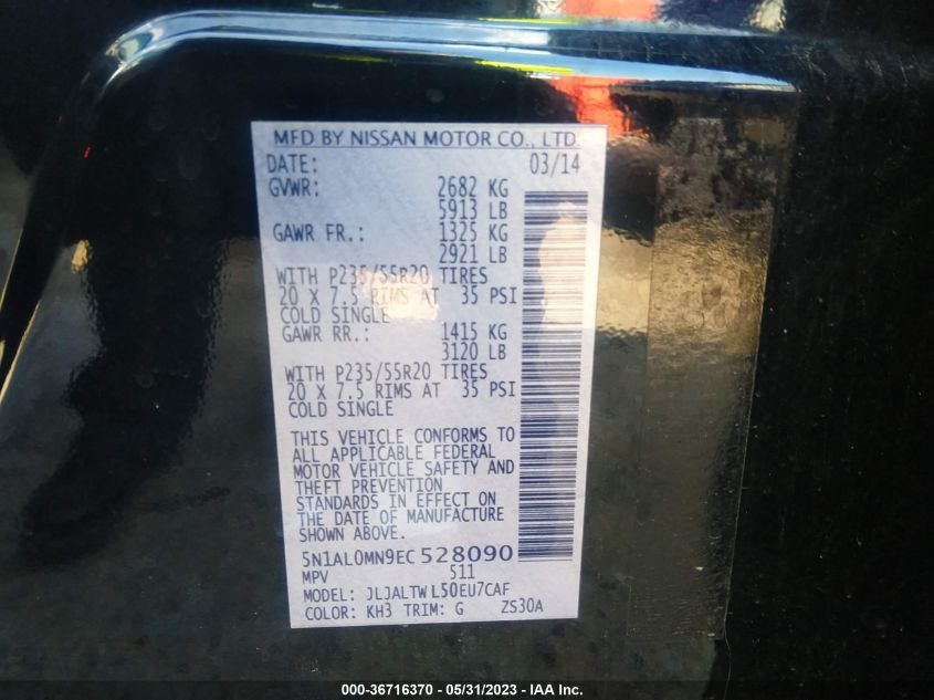 2014 INFINITI QX60 - 5N1AL0MN9EC528090