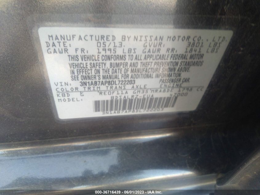 2013 NISSAN SENTRA SR - 3N1AB7AP8DL722203