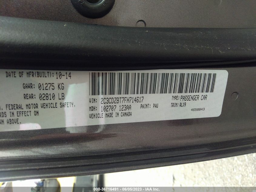 2015 DODGE CHALLENGER R/T PLUS - 2C3CDZBT7FH714617