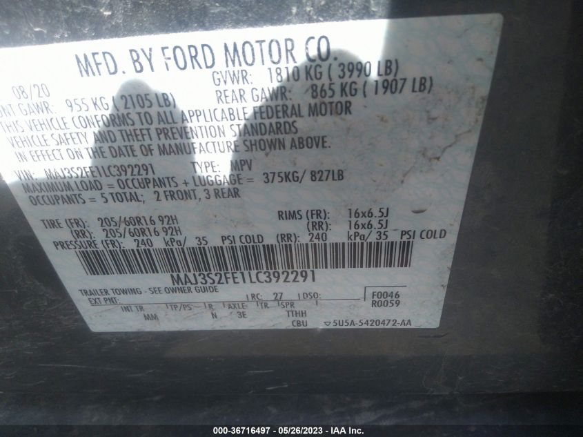 2020 FORD ECOSPORT S - MAJ3S2FE1LC392291
