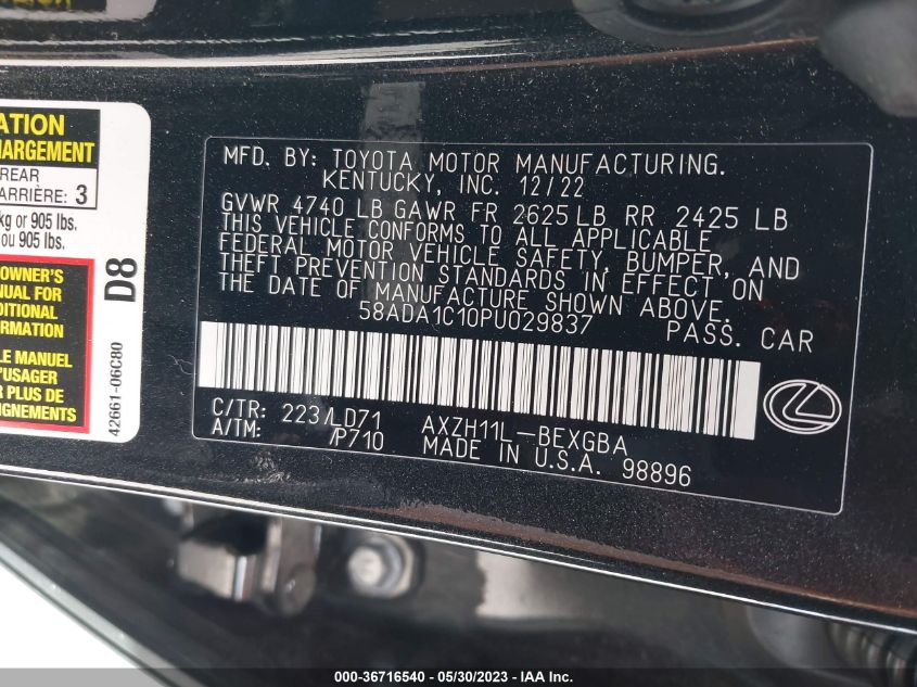 2023 LEXUS ES ES 300H - 58ADA1C10PU029837