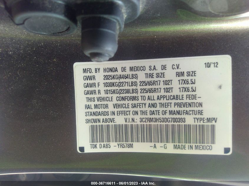 2013 HONDA CR-V EX - 3CZRM3H53DG700393