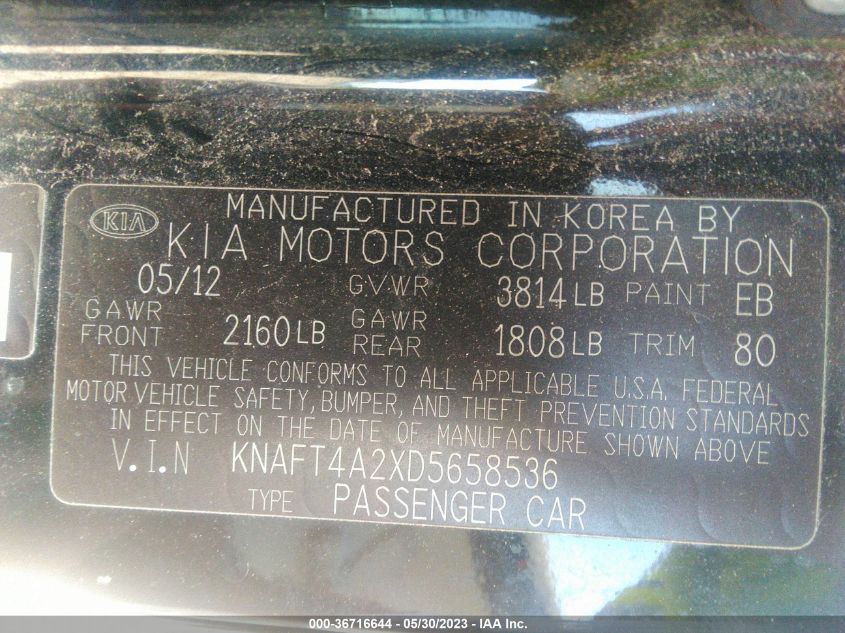 2013 KIA FORTE LX - KNAFT4A2XD5658536