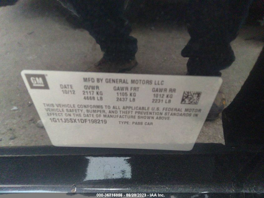 2013 CHEVROLET MALIBU LTZ - 1G11J5SX1DF198219