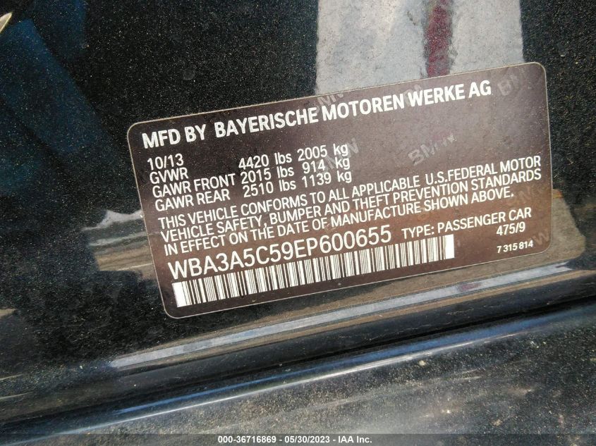 2014 BMW 3 SERIES 328I - WBA3A5C59EP600655