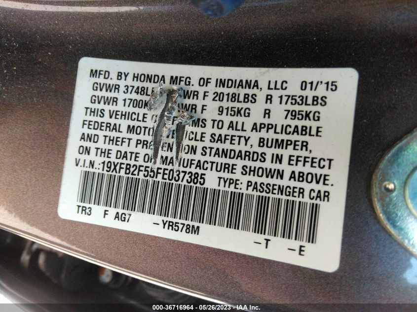 2015 HONDA CIVIC SEDAN LX - 19XFB2F55FE037385