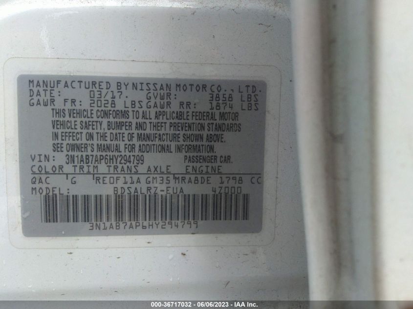 2017 NISSAN SENTRA SR - 3N1AB7AP6HY294799