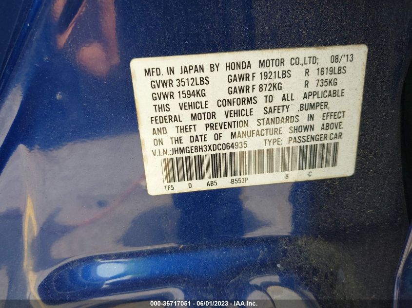2013 HONDA FIT - JHMGE8H3XDC064935