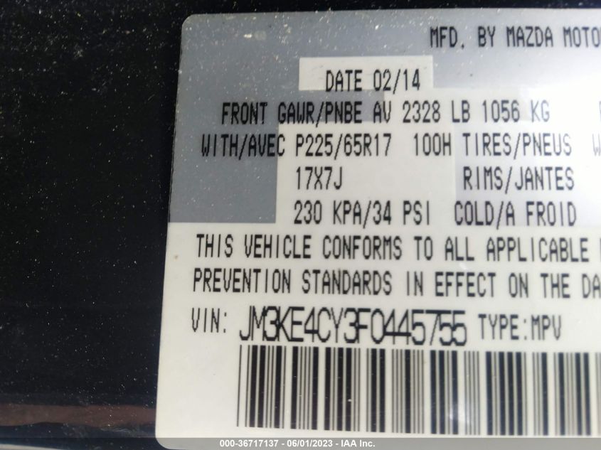 2015 MAZDA CX-5 TOURING - JM3KE4CY3F0445755