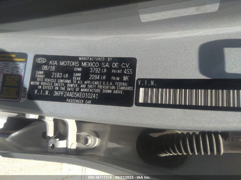 2019 KIA FORTE LXS - 3KPF24AD5KE010241