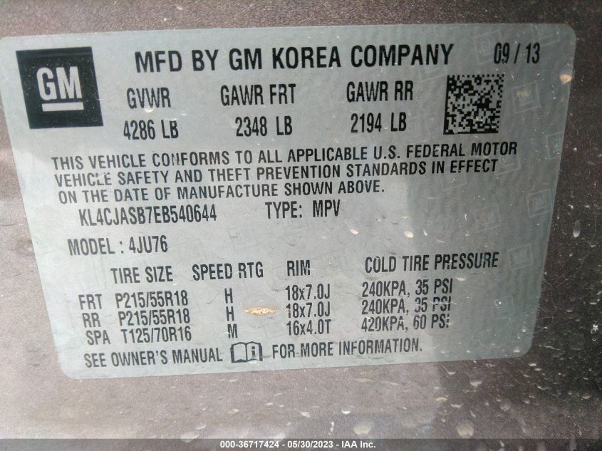 2014 BUICK ENCORE - KL4CJASB7EB540644
