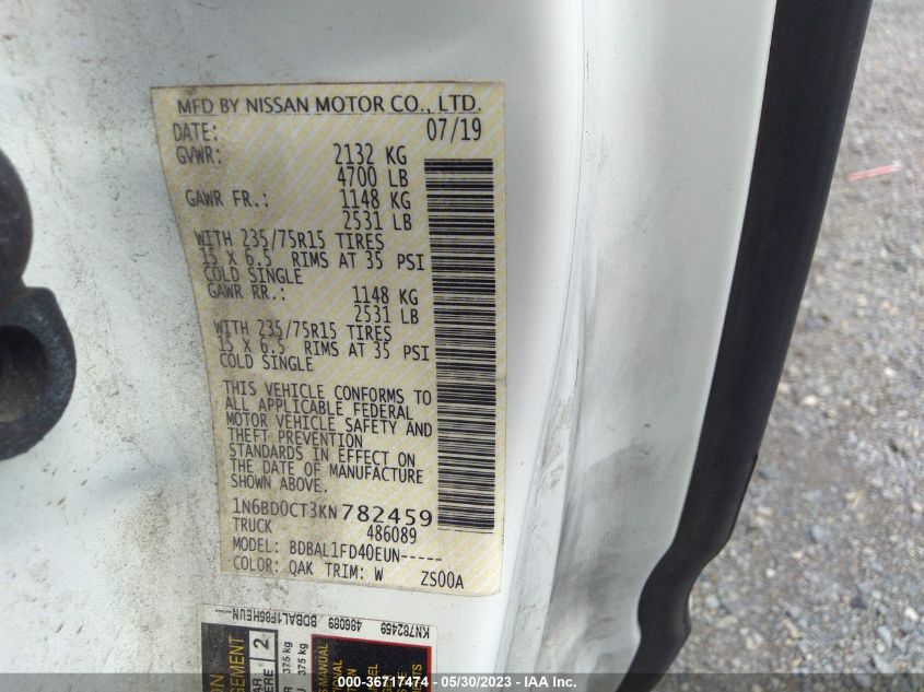 2019 NISSAN FRONTIER S - 1N6BD0CT3KN782459