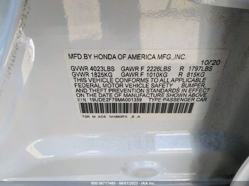 2021 ACURA ILX PACKAGE - 19UDE2F79MA001359