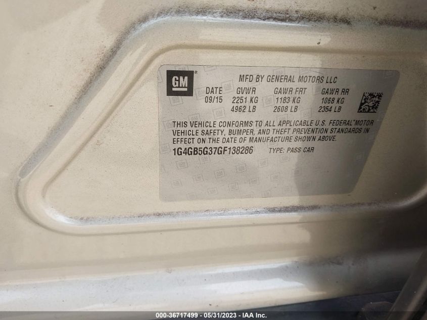 2016 BUICK LACROSSE LEATHER - 1G4GB5G37GF138286