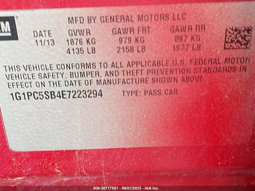 2014 CHEVROLET CRUZE 1LT - 1G1PC5SB4E7223294