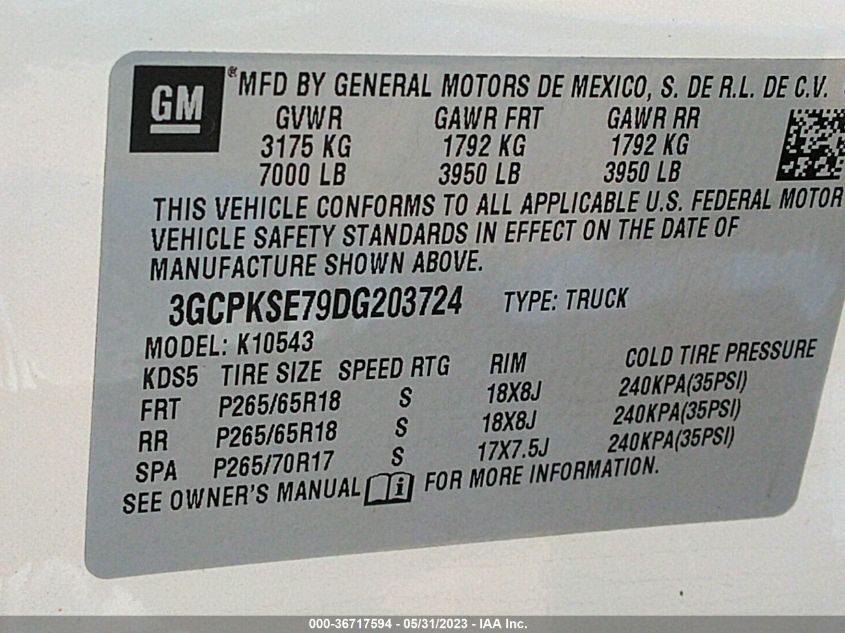 2013 CHEVROLET SILVERADO 1500 LT - 3GCPKSE79DG203724