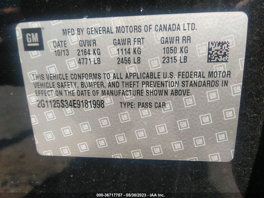 2014 CHEVROLET IMPALA LT - 2G1125S34E9181998