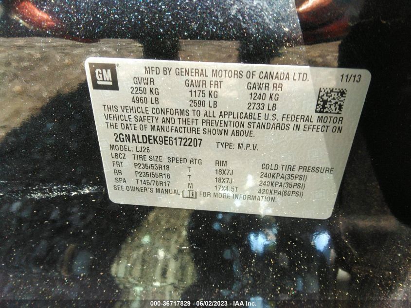 2014 CHEVROLET EQUINOX LTZ - 2GNALDEK9E6172207