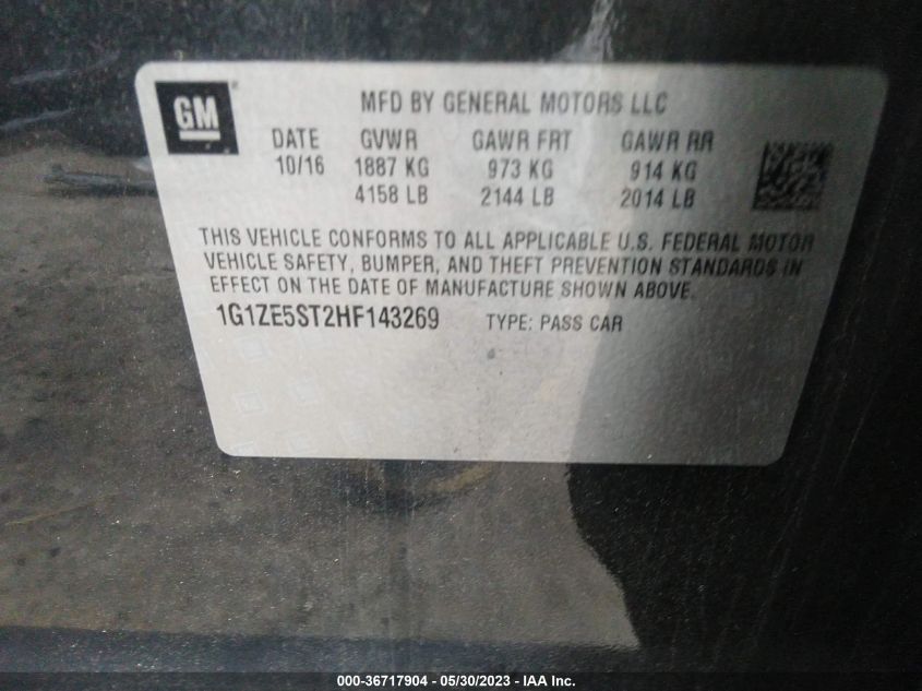 2017 CHEVROLET MALIBU LT - 1G1ZE5ST2HF143269