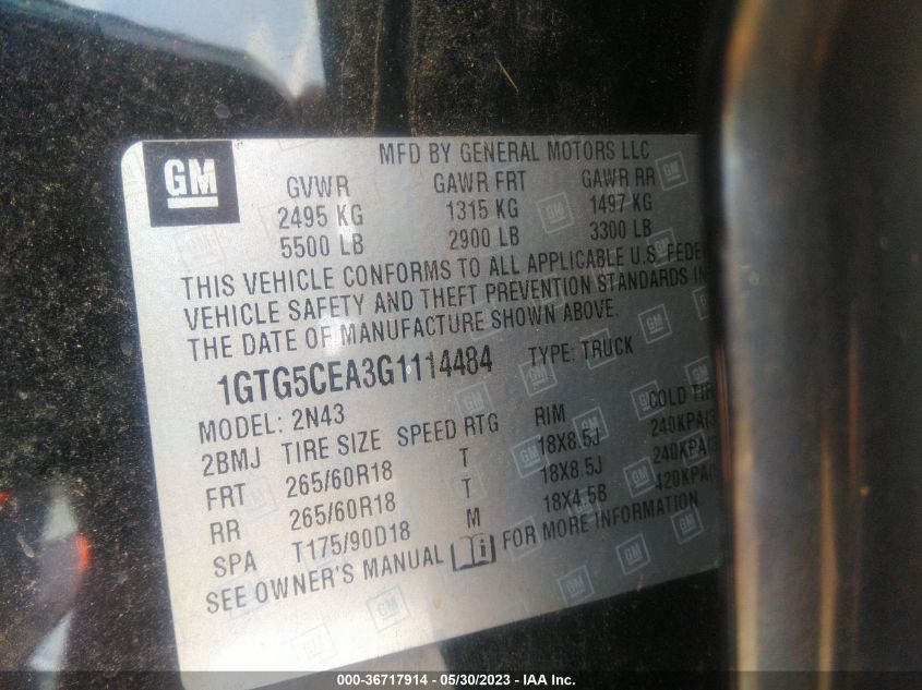 2016 GMC CANYON 2WD SLE - 1GTG5CEA3G1114484