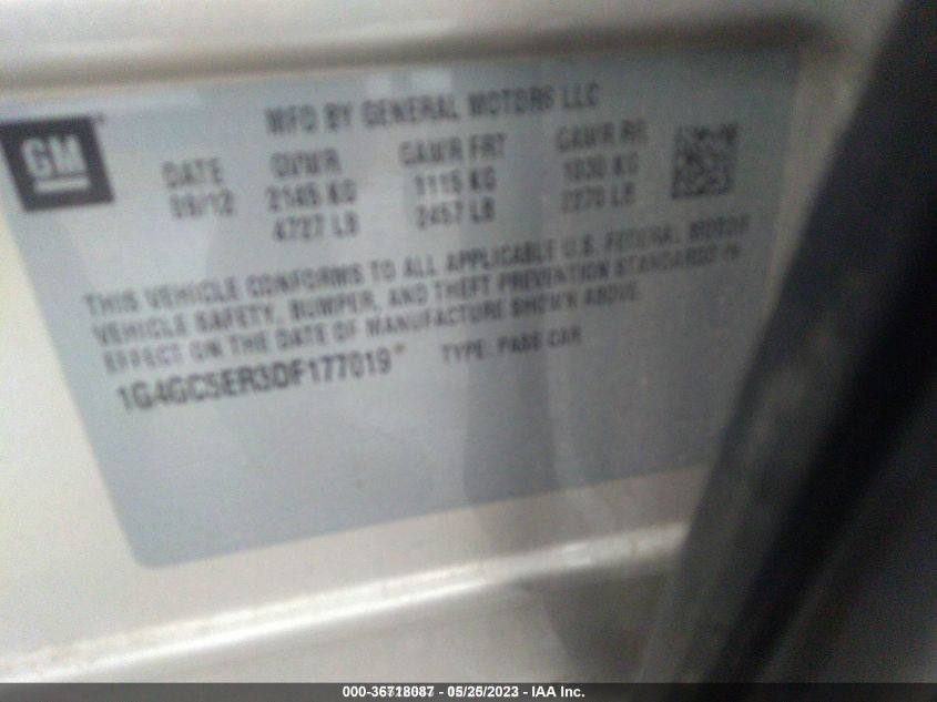 2013 BUICK LACROSSE LEATHER - 1G4GC5ER3DF177019