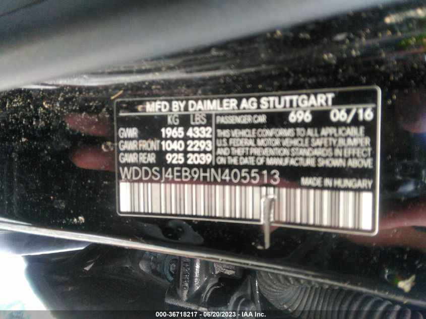 2017 MERCEDES-BENZ CLA 250 - WDDSJ4EB9HN405513