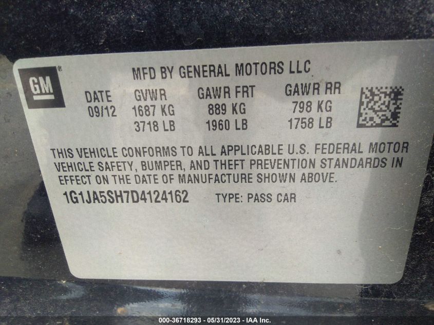 2013 CHEVROLET SONIC LS - 1G1JA5SH7D4124162