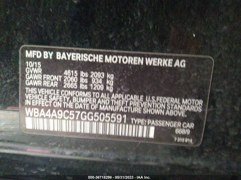 2016 BMW 4 SERIES 428I - WBA4A9C57GG505591