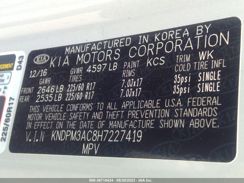 2017 KIA SPORTAGE LX - KNDPM3AC8H7227419