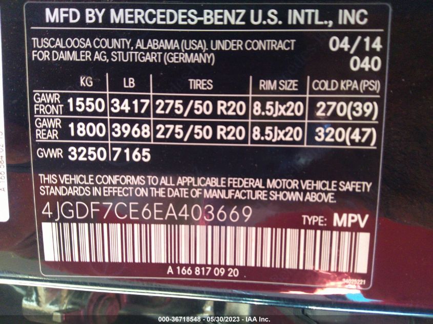 2014 MERCEDES-BENZ GL-CLASS GL 450 4JGDF7CE6EA403669