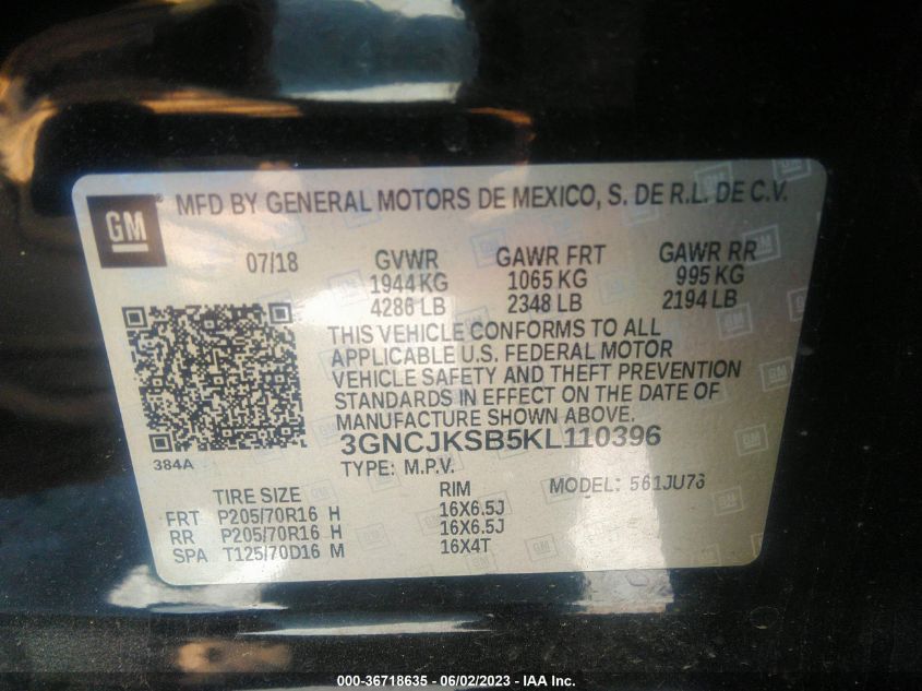2019 CHEVROLET TRAX LS - 3GNCJKSB5KL110396