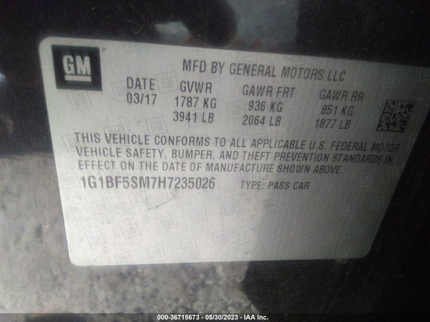 2017 CHEVROLET CRUZE PREMIER - 1G1BF5SM7H7235026