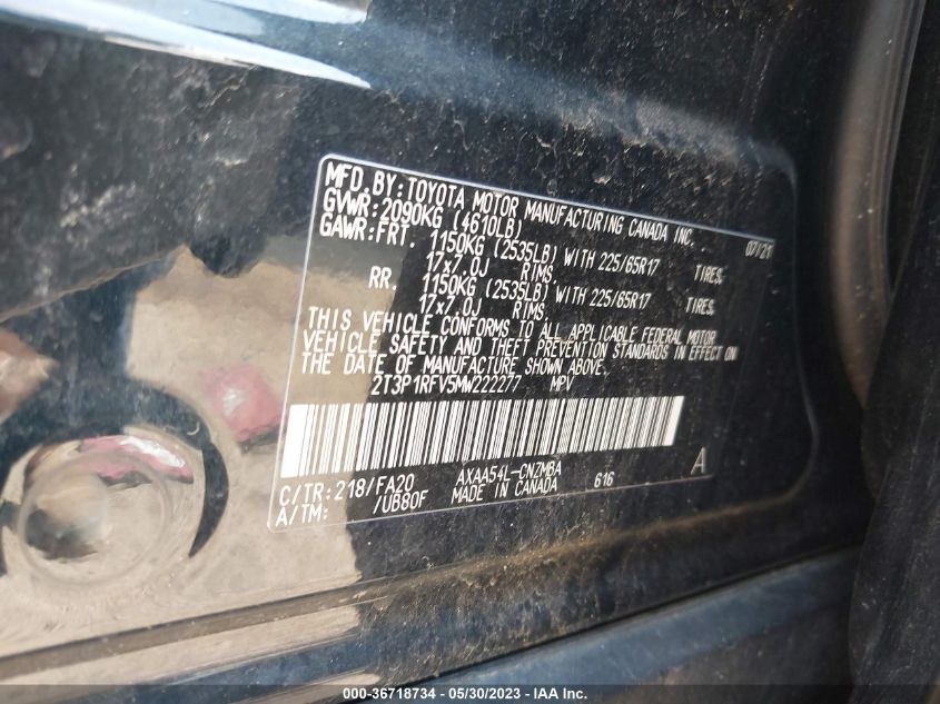 2021 TOYOTA RAV4 XLE - 2T3P1RFV5MW222277