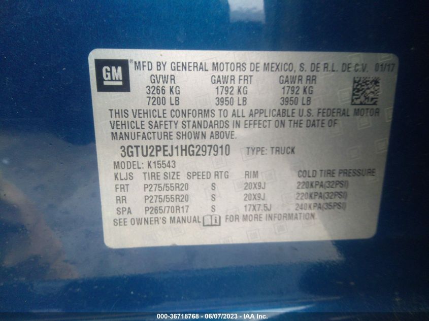2017 GMC SIERRA 1500 DENALI - 3GTU2PEJ1HG297910