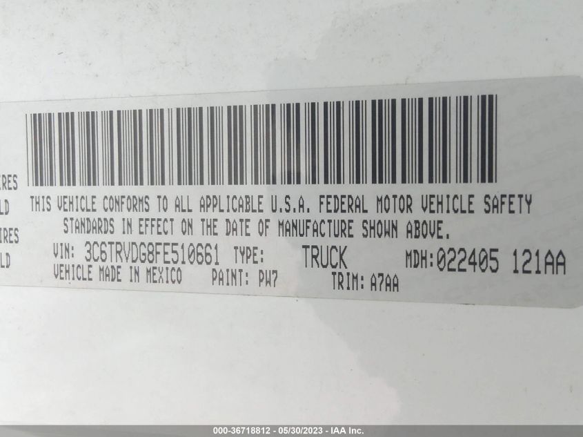 2015 RAM PROMASTER 3C6TRVDG8FE510661
