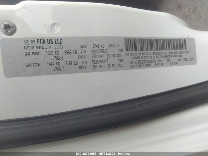 2018 DODGE GRAND CARAVAN GT - 2C4RDGEG5JR150476