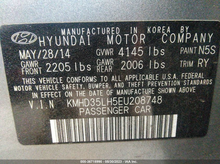 2014 HYUNDAI ELANTRA GT - KMHD35LH5EU208748