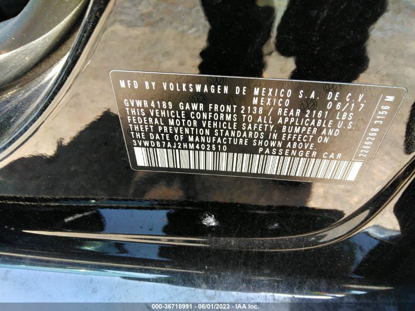 2017 VOLKSWAGEN JETTA 1.4T SE - 3VWDB7AJ2HM402510