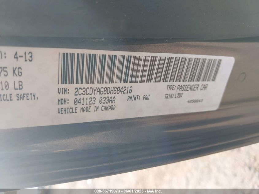 2013 DODGE CHALLENGER SXT - 2C3CDYAG8DH684216