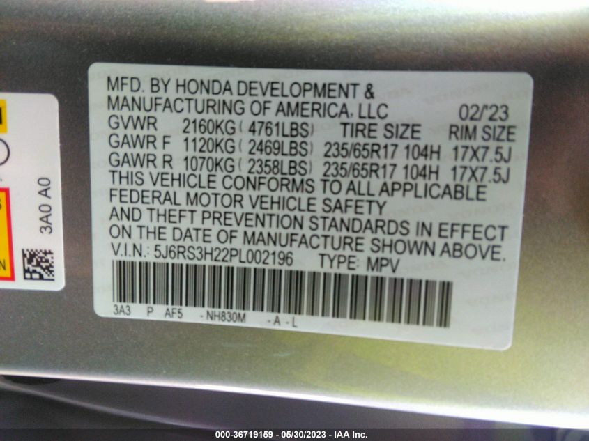 2023 HONDA CR-V LX - 5J6RS3H22PL002196