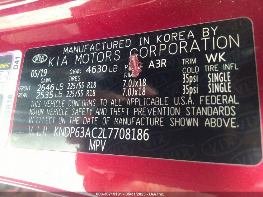 2020 KIA SPORTAGE S - KNDP63AC2L7708186