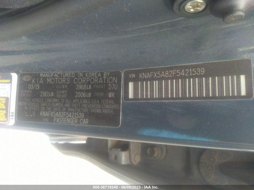2015 KIA FORTE 5-DOOR EX - KNAFX5A82F5421539
