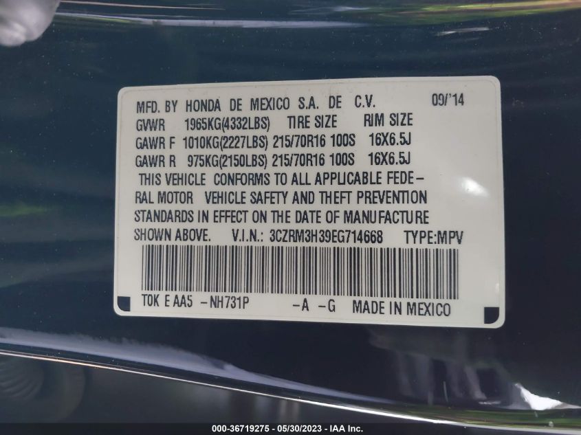 2014 HONDA CR-V LX - 3CZRM3H39EG714668